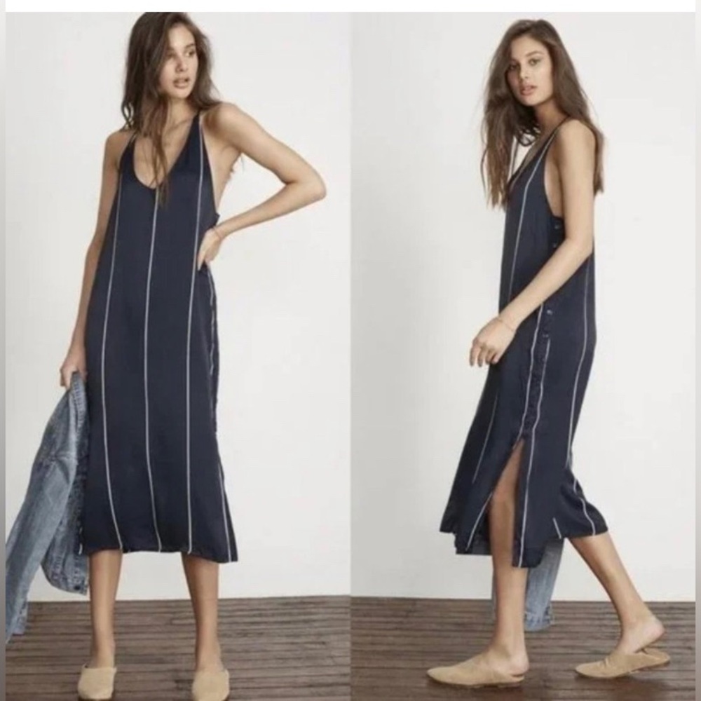 Faithfull the Brand Blanc Midi Dress Riptide Stripe Slip - NWT